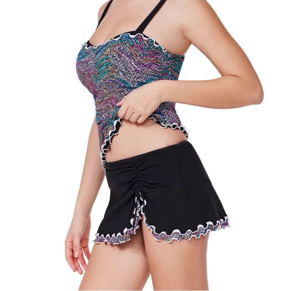 Profile by Gottex Layla Tricolore Side Slit Swim Skirt Bottom Size 8 NWT - Picture 5 of 7